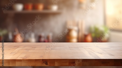 Kitchen empty table background. Illustration AI Generative.