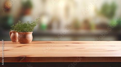 Kitchen empty table background. Illustration AI Generative.