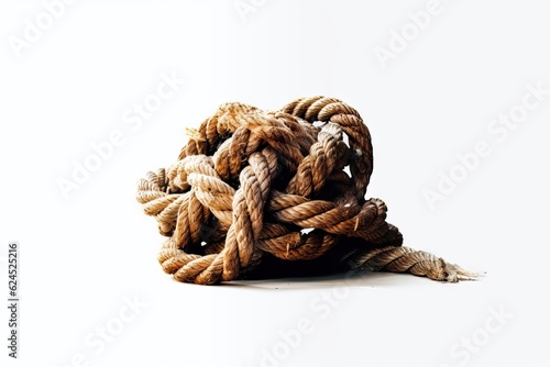 Isolated Ship Rope and Knot on White Background AI Generated