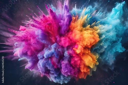 Colorful Powder Paint Explosion in Cinematic Shot AI Generated
