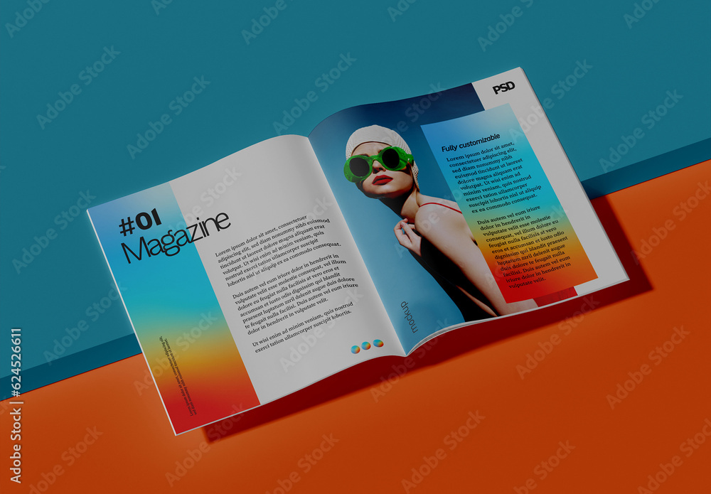 Opened Realistic Magazine Mockup Stock Template | Adobe Stock