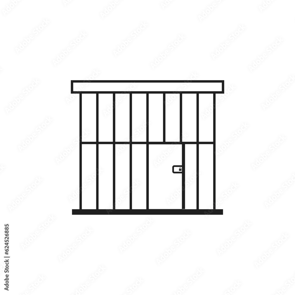 Flat jail cage, cell icon on white background. Flat jail cage, cell icon on white background.