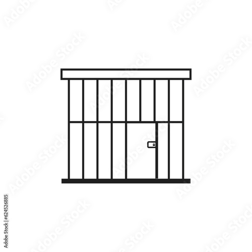 Flat jail cage, cell icon on white background.
