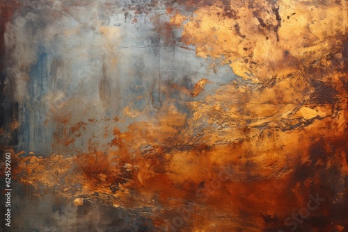 Rusty Metal Steel Gold Grunge Texture Background AI Generated