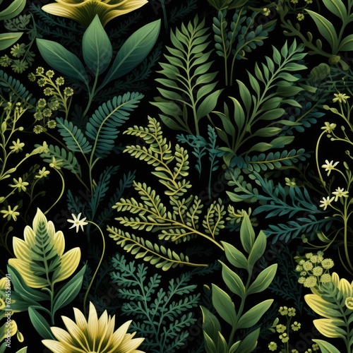 Intricate Botanical Pattern Inspired by Ferns and Foliage AI Generated