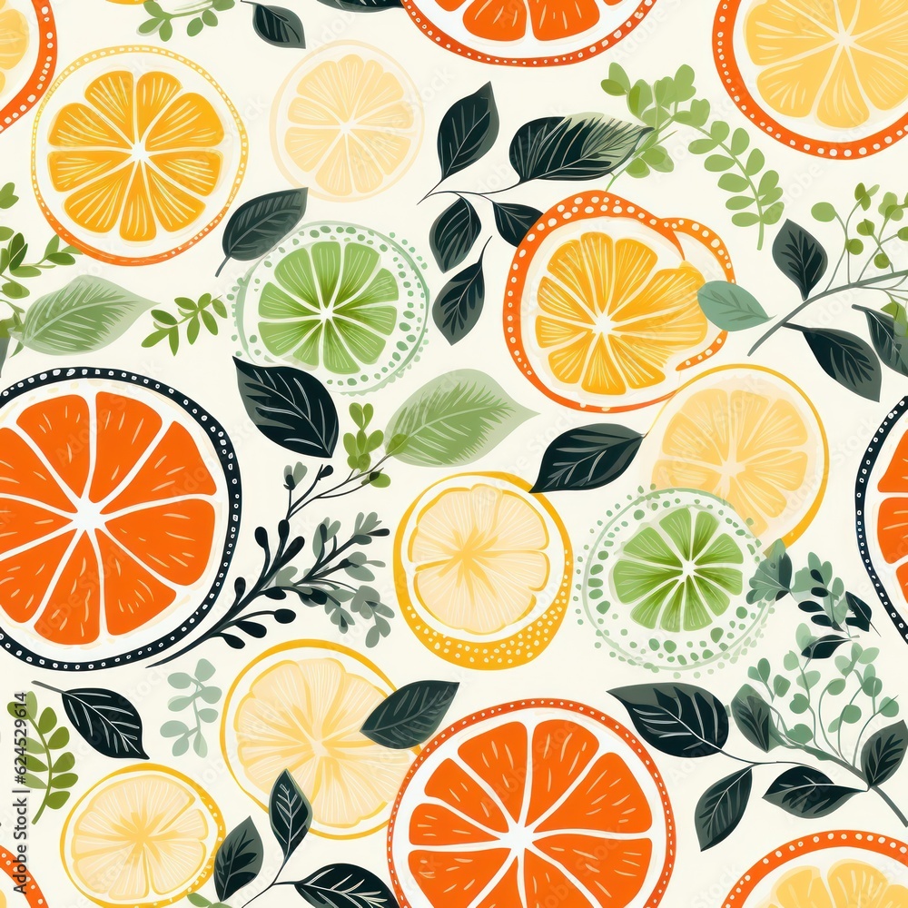 Vibrant Orange Summer Designer Textile Pattern AI Generated Vibrant Orange Summer Designer Textile Pattern AI Generated