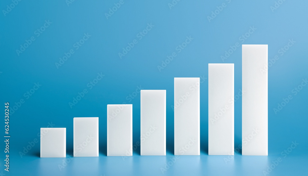 Business development and growth bar graph concept on blue background Business development and growth bar graph concept on blue background
