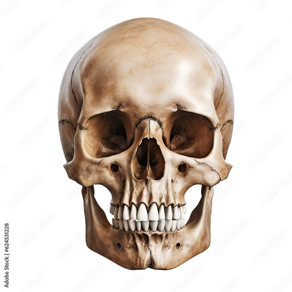 Scary human skull, isolated on transparent background png (Generative Ai) Scary human skull, isolated on transparent background png (Generative Ai)