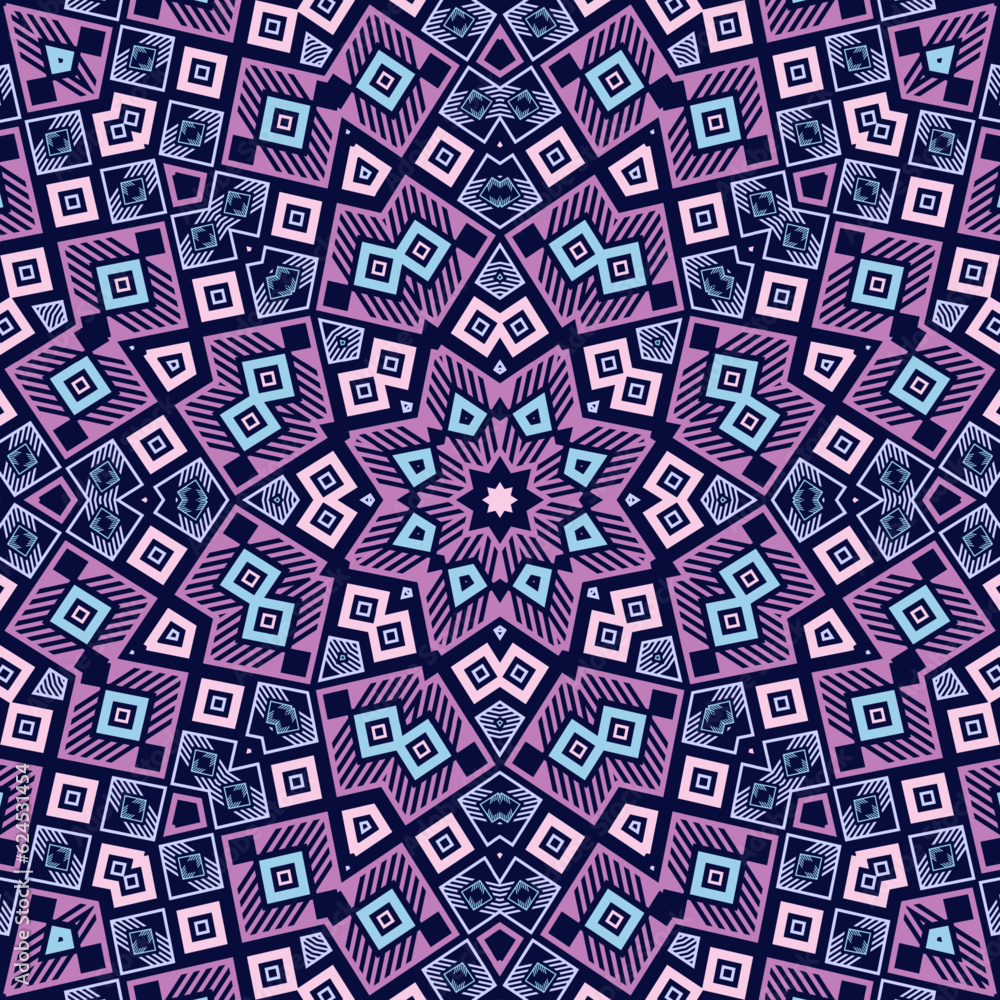 Creative geometric endless ornament vector design. Funky bandana motif. Tribal