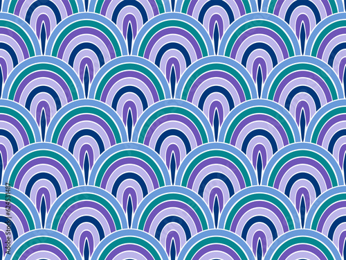 Vivid peacock feather vector seamless ornament. Cheerful snakeskin texture.