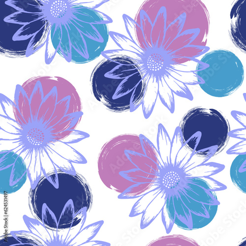 Chrysanthemum beautiful vector repeat rapport. Camomile daisy bloom