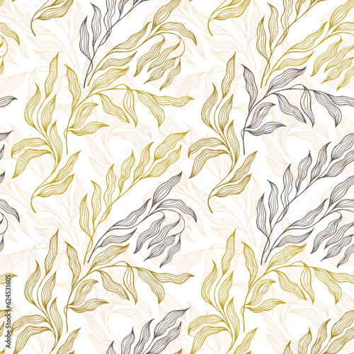 Lovely stylized tree leaves endless pattern. Organic foliage summer motif.