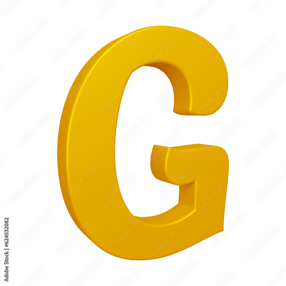 3D golden alphabet letter g for education and text concept 3D golden alphabet letter g for education and text concept