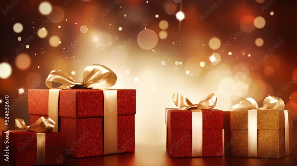 Festive background with gift boxes with place for text. Celebration mock-up with wrapped presents Festive background with gift boxes with place for text. Celebration mock-up with wrapped presents