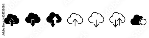 Loading and unloading icon. Download download talud arosh. Lean style. Download cloud computing outline and field vector sign. Download cloud save symbol on white background eps10.