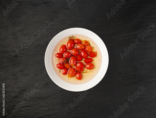 Pickled Cherry Tomatoes Isolated, Canned Small Tomato, Healthy Fermented Vegetables, Salted Marinated Food