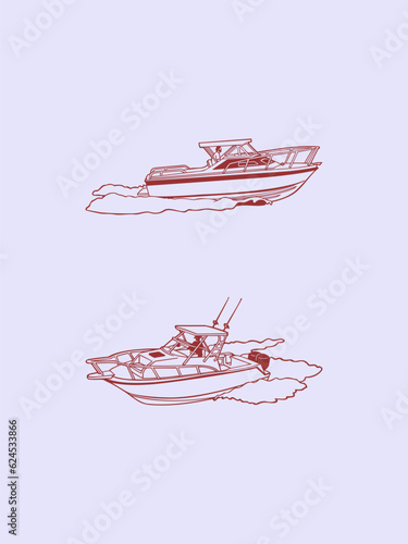 illustration of a boat outline vector template
