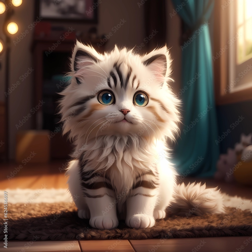 A fluffy cat with captivating eyes A fluffy cat with captivating eyes