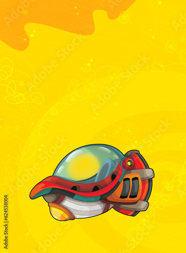 Cartoon funny colorful scene of cosmos galactic alien ufo space craft ship isolated illustration for children © honeyflavour