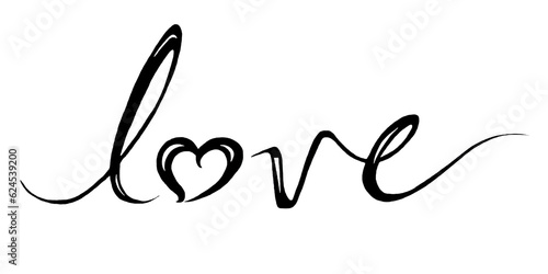 I Love You font. Black letters, transparent background. Valentine's Day phrase. 