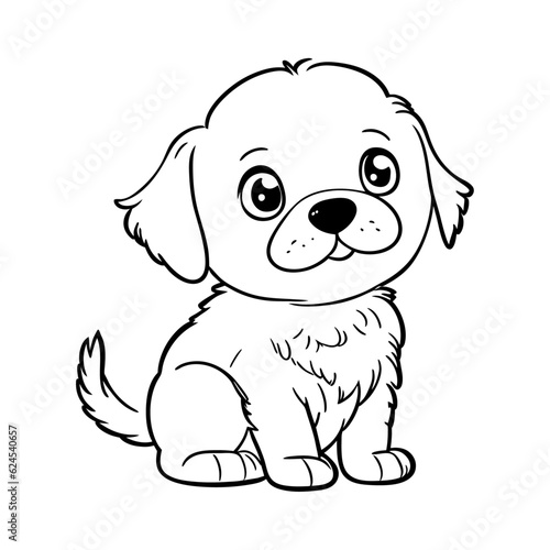 Cute small dog. Vector illustration in a linear style  for coloring