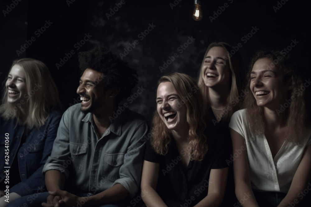 A group of people of different nationalities laughing. Different ages nationalities having fun together, having good time together laughing smiling. Enjoyment, relaxation respect peace. Generative AI. A group of people of different nationalities laughing. Different ages nationalities having fun together, having good time together laughing smiling. Enjoyment, relaxation respect peace. Generative AI.