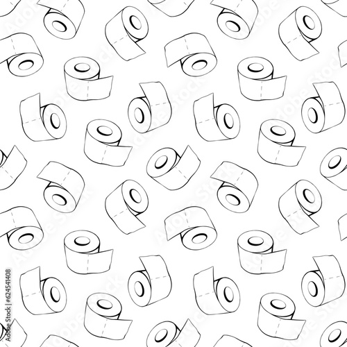 Seamless pattern with toilet paper rolls on a white background. Vector illustration 