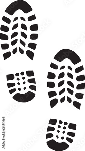 Human sports shoes, Military Shoes Footprint Silhouette icon.