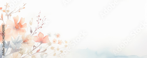 Delicate flowers in the style of watercolor painting. Airy light colors and lines. Delicate floral background. AI generation.