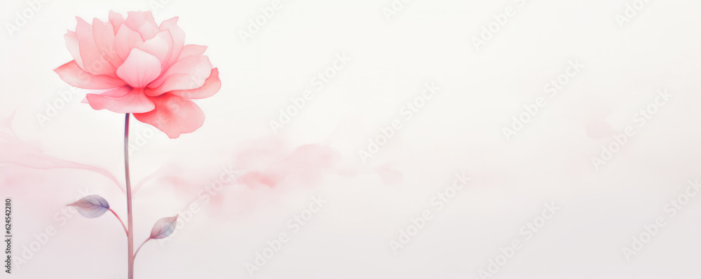 Delicate flowers in the style of watercolor painting. Airy light colors and lines. Delicate floral background. AI generation.