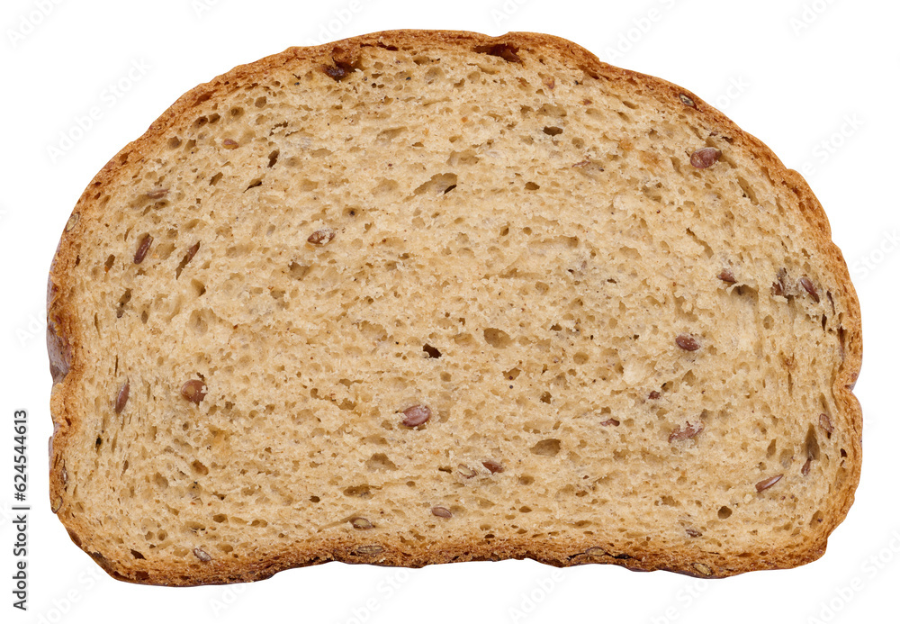 Oval slice of rye flour bread with seeds Oval slice of rye flour bread with seeds