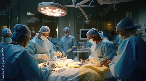 Professional medical Team Performing Surgical Operation in Modern Operating Room