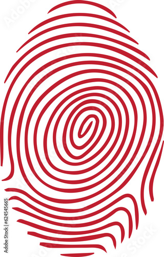 Red Fingerprint isolated on white background icon.