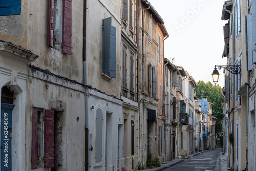 View on old streets and houses in ancient french town Arles, touristic destination Roman ruines, Bouches-du-Rhone