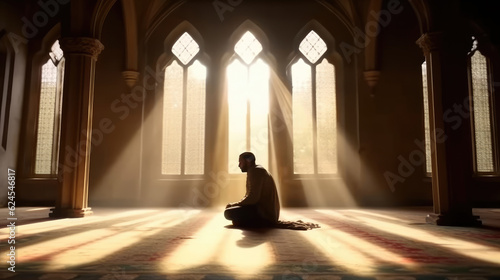 A muslim praying in mosque