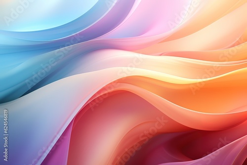 Abstract background. Colorful twisted shapes in motion. Digital art for poster, flyer, banner background or design element. Soft textures on pastel background