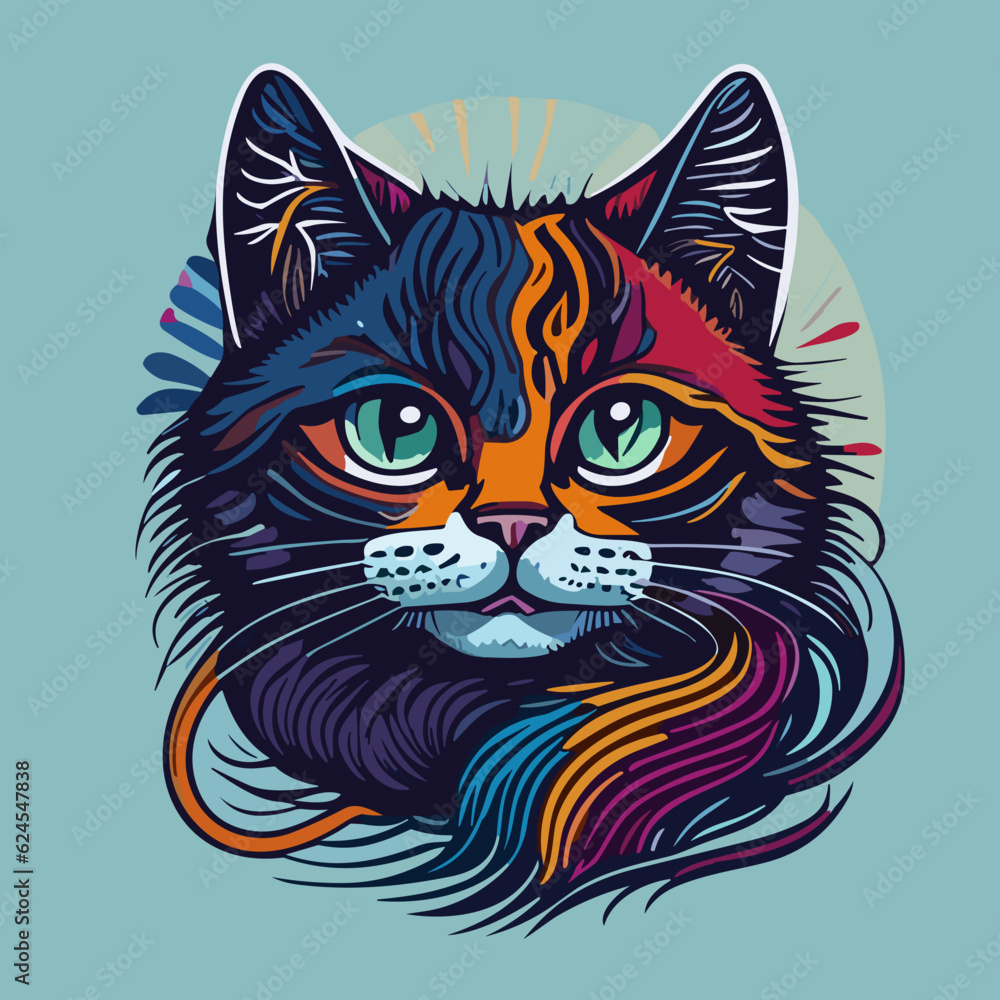 Whisker Wonderland: Vibrant and Cute Cat Face