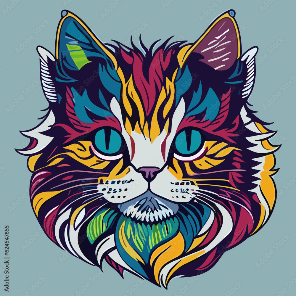 Whisker Wonderland: Vibrant and Cute Cat Face Whisker Wonderland: Vibrant and Cute Cat Face