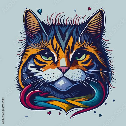 Whisker Wonderland  Vibrant and Cute Cat Face