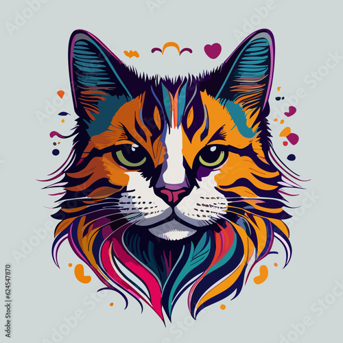 Whisker Wonderland: Vibrant and Cute Cat Face © Freya