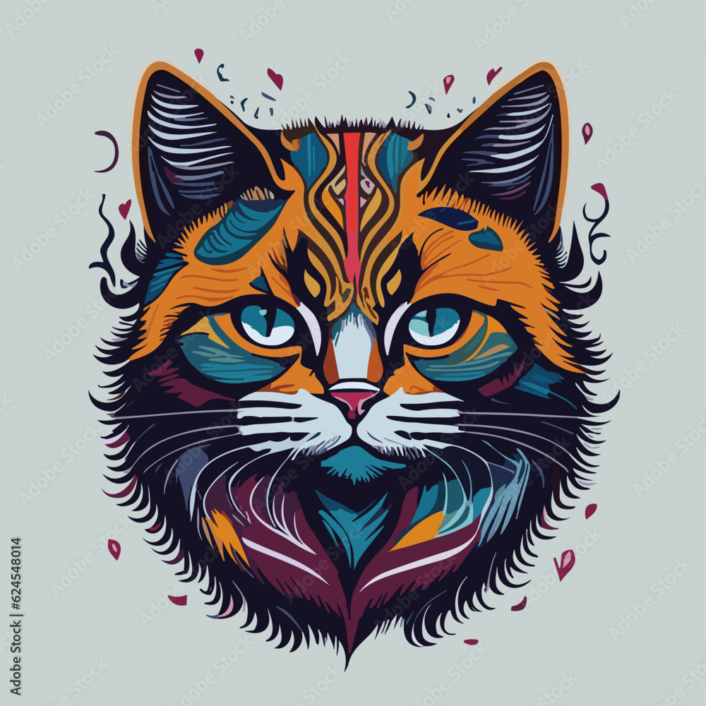 Whisker Wonderland: Vibrant and Cute Cat Face Whisker Wonderland: Vibrant and Cute Cat Face
