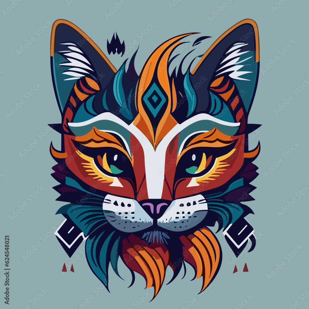 Obraz premium Whisker Wonderland: Vibrant and Cute Cat Face