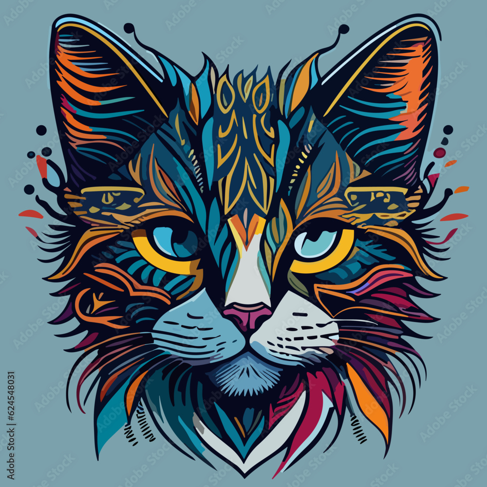 Obraz premium Whisker Wonderland: Vibrant and Cute Cat Face