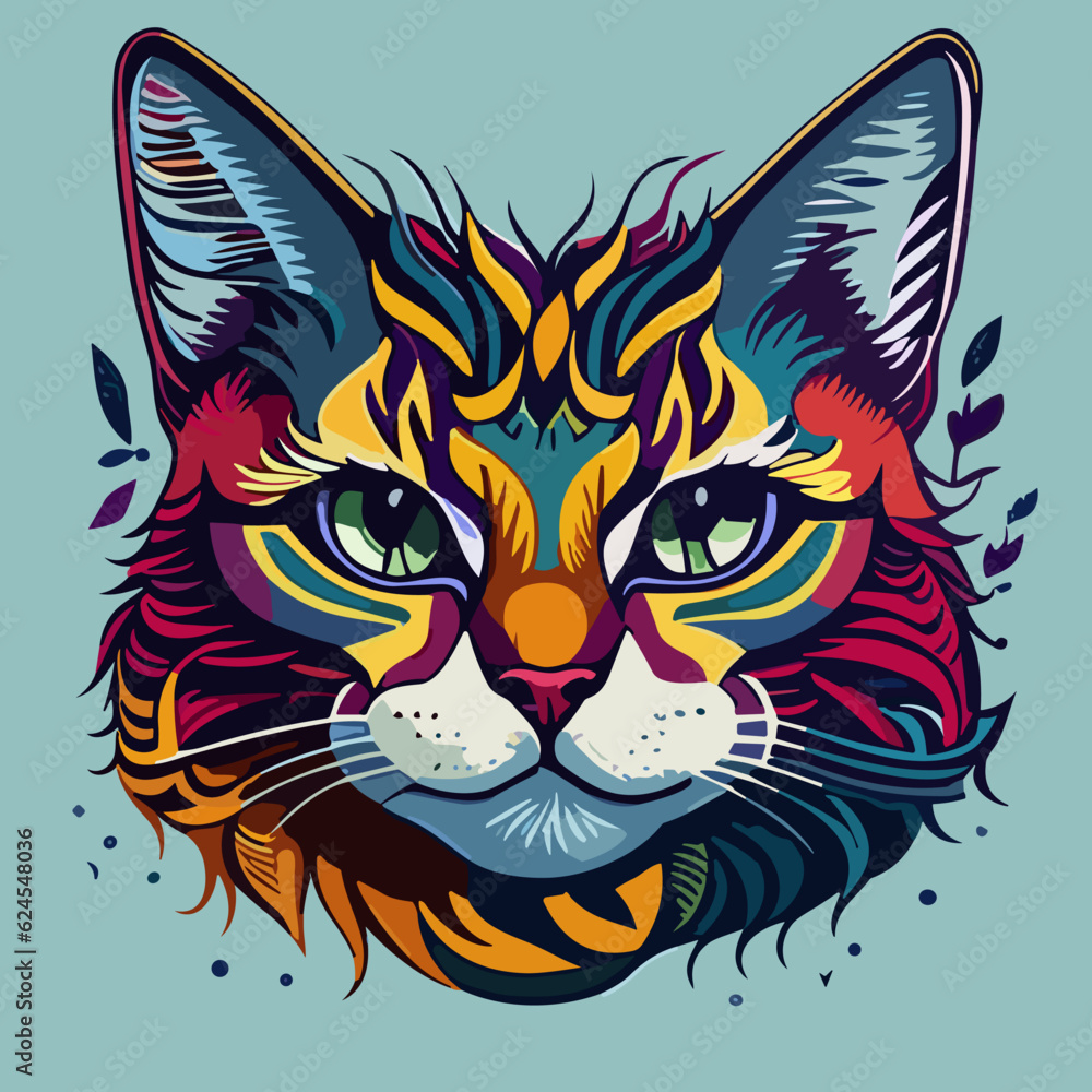 Whisker Wonderland: Vibrant and Cute Cat Face Whisker Wonderland: Vibrant and Cute Cat Face