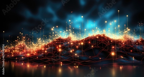abstract 3d render of technology background with connection lines and dots