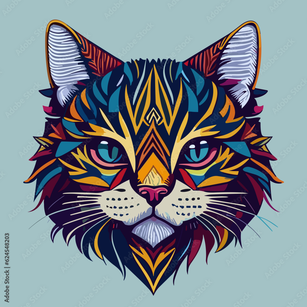 Whisker Wonderland: Vibrant and Cute Cat Face Whisker Wonderland: Vibrant and Cute Cat Face
