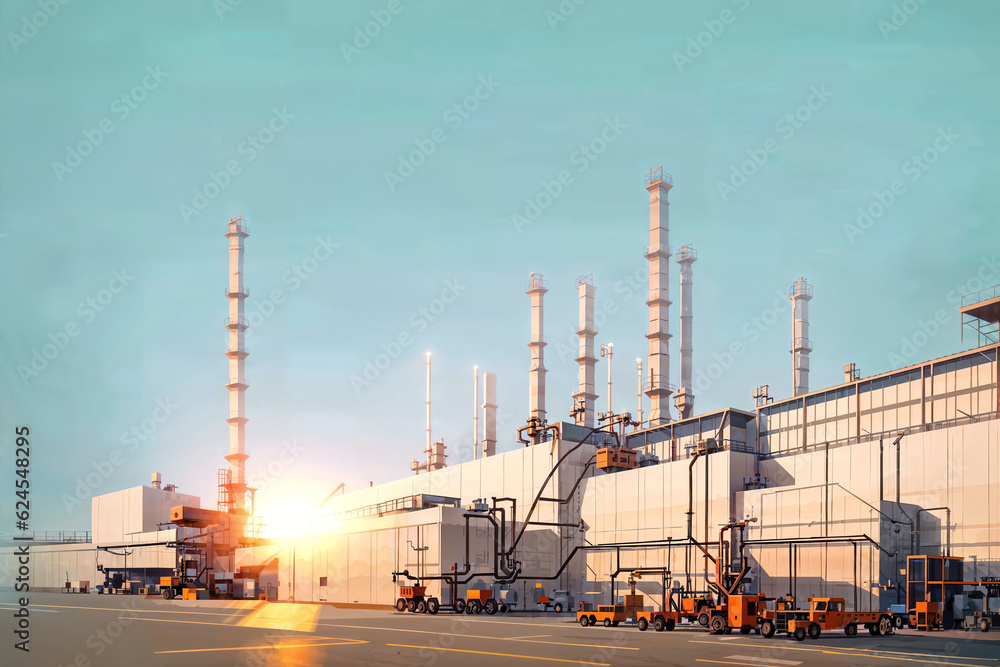 illustration digital painting of mega big factory, generative AI illustration digital painting of mega big factory, generative AI