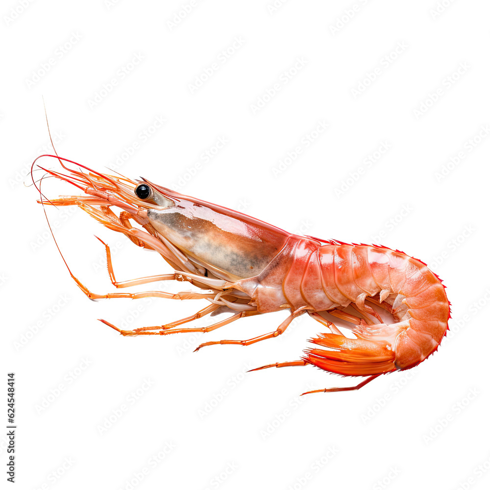 Northern Shrimp (Pandalus eous) pink crustacean in a Food-themed, photorealistic illustration in a PNG format, cutout, and isolated. Generative AI Northern Shrimp (Pandalus eous) pink crustacean in a Food-themed, photorealistic illustration in a PNG format, cutout, and isolated. Generative AI