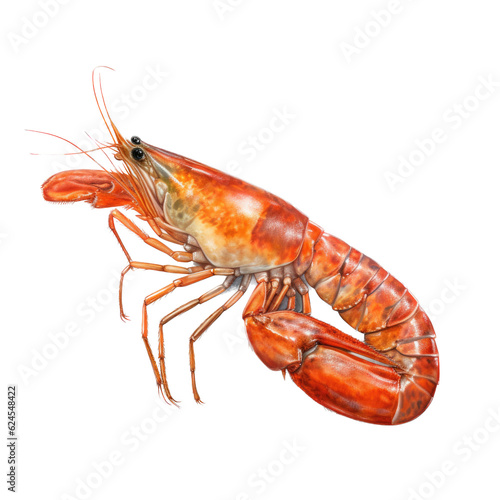 Shrimp in a Food/Nature-themed, photorealistic illustration in a transparent PNG, cutout, and isolated. Generative AI