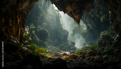 Foto A Deep Cavern Lies Within The Remote Rainforest